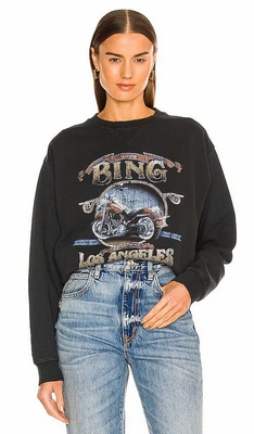 Black Anine Bing Ramona Biker Sweatshirt