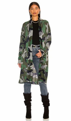 Army Autumn Cashmere Inked Camo Open Duster