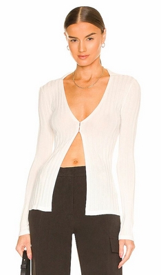 White Aya Muse Olbia Collared Knit Top