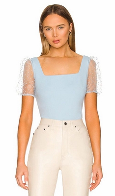 Baby Blue Bcbgeneration Puff Sleeve Top