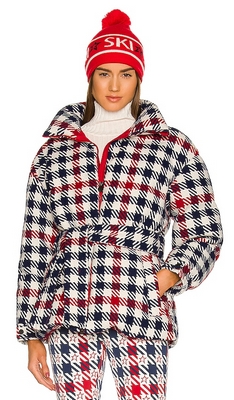 Red Perfect Moment Star Gingham Poly Wool Womens Jacket