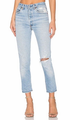 Blue Re/done Levis High Rise Ankle Crop