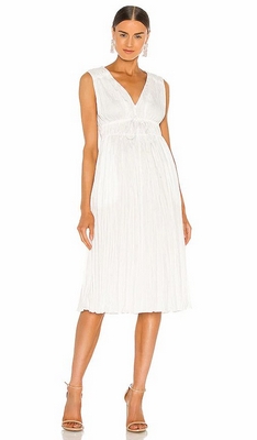 White Rebecca Taylor Sleeveless Broomstick Pleating Dress