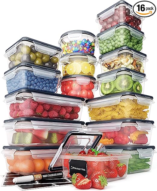 Reusable Plastic Food Storage Containers Set with Easy Snap Lids: Sustainable and Hassle-Free Meal Solutions