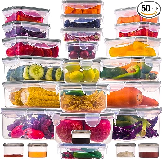 Stackable 50 Pcs large plastic food storage containers for lunches are a versatile and practical solution for individuals and families who prioritize meal planning, organization, and convenience.
