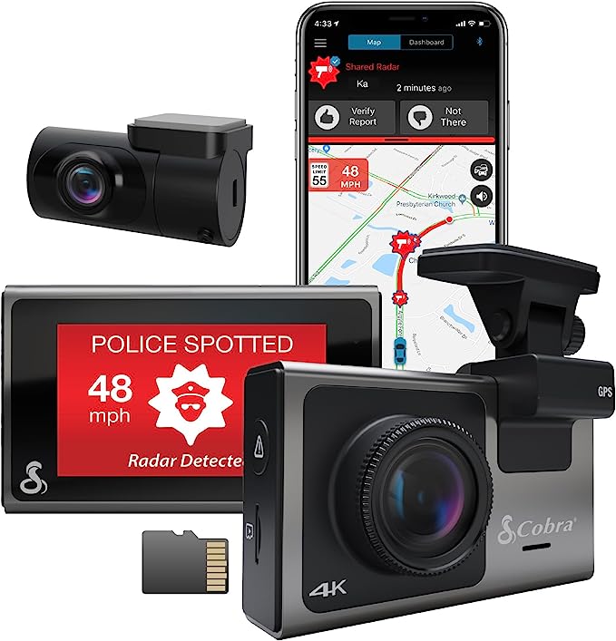 High-Performance Cobra Smart Dash Cam UHD 4K Resolution, Live Police Alerts, Touchscreen, Wi-Fi & GPS, 32GB SD Card  Dash Cam: The Ultimate Travel Companion